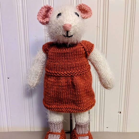 Meet Gerda Mouse handmade tricot stuffed animal baby shower -birthday gift 17 in - Picture 9 of 9